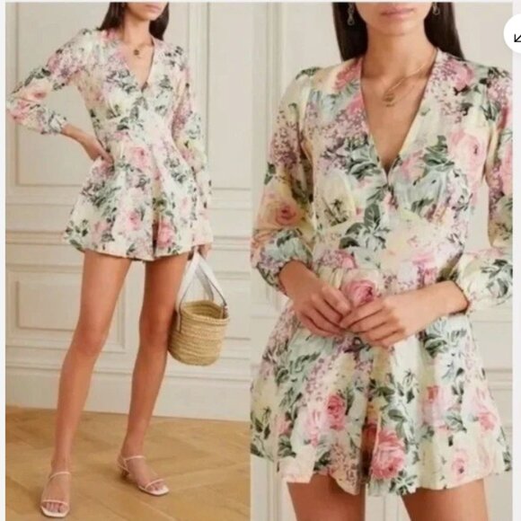 Faithfull the Brand Maribelle Playsuit Romper Venissa Floral Print 100% Linen 4 - Picture 2 of 7